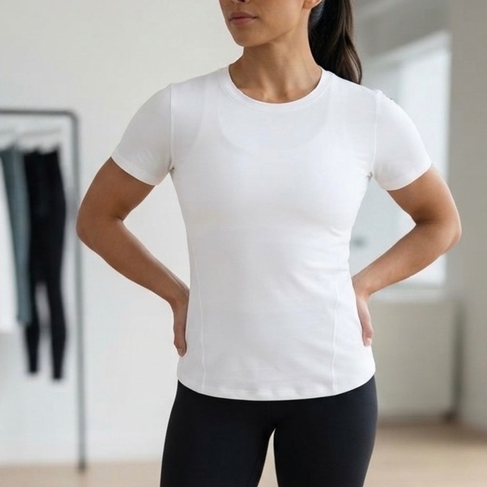 Lululemon Short Sleeve Shirt White Athletic Running Top Women